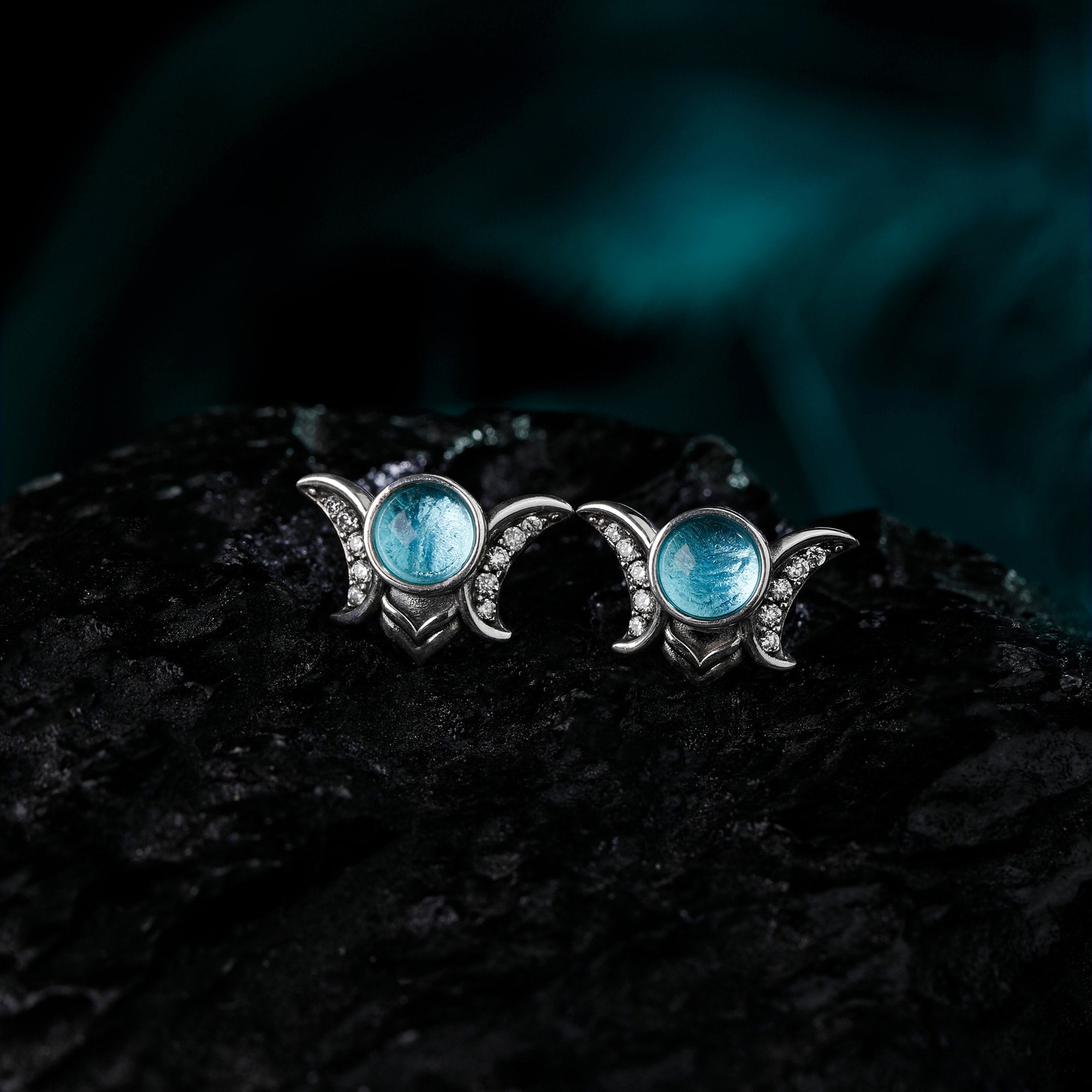Moon Crown Stud Earrings