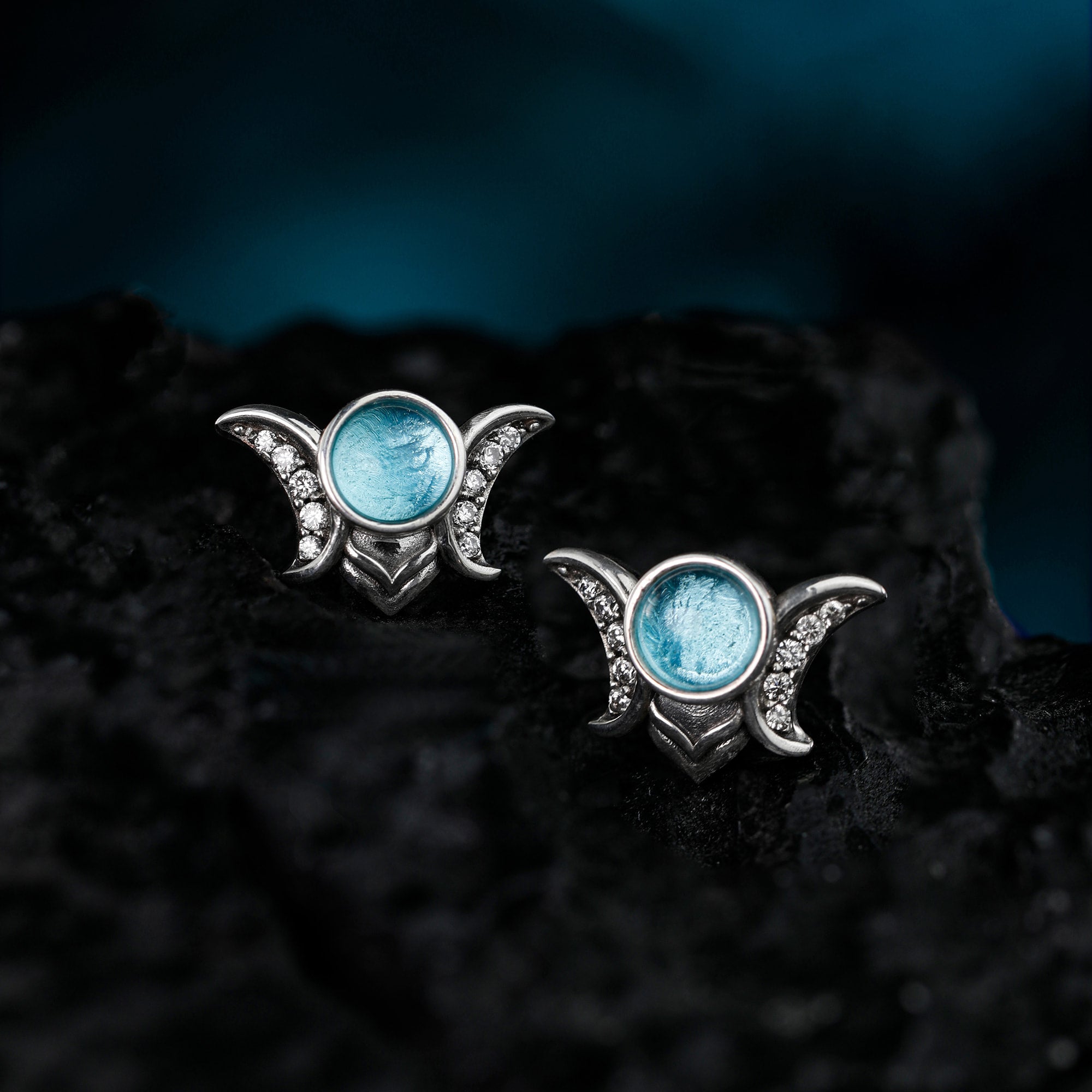 Moon Crown Stud Earrings