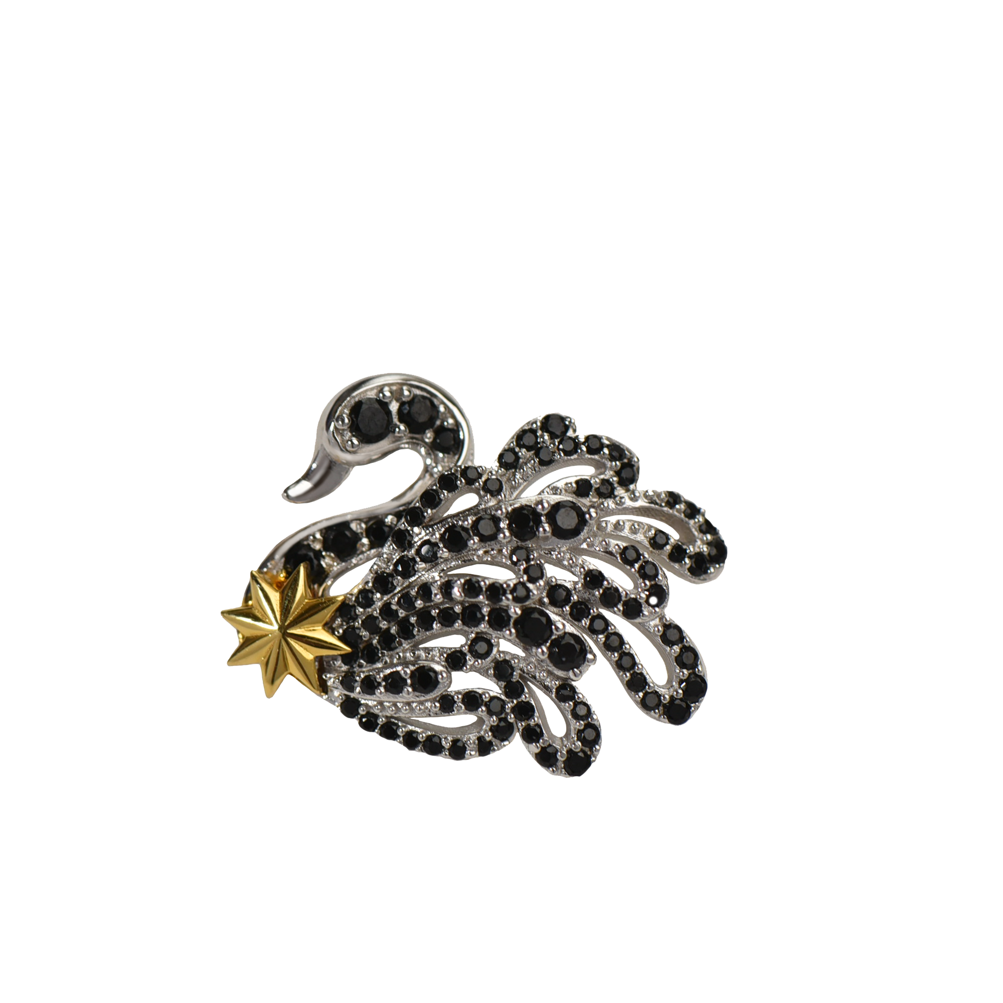 Black and White Swan Ear Cuff