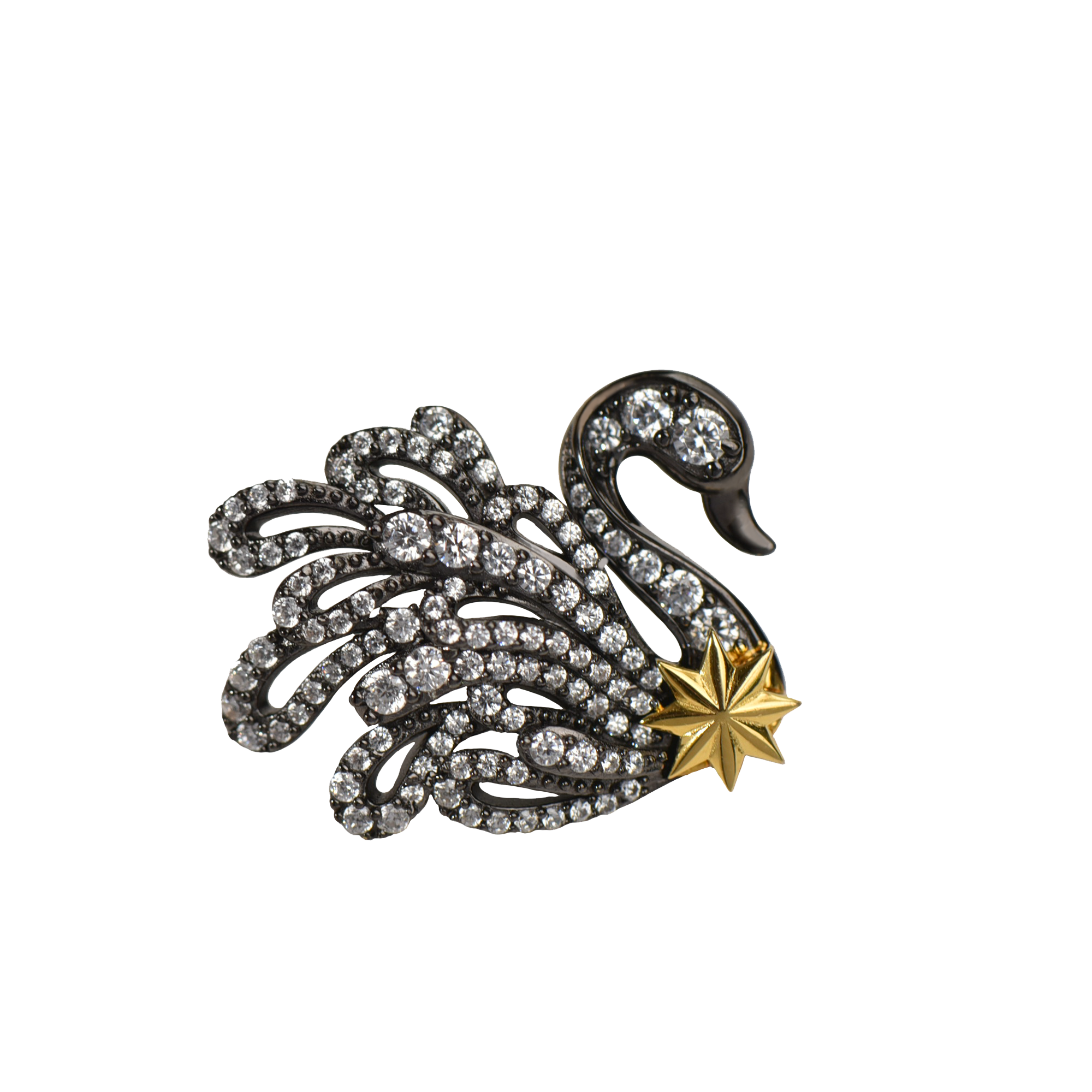 Black and White Swan Ear Cuff